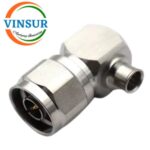 1111203E -- RF CONNECTOR - 50OHMS , N MALE , RIGHT ANGLE , SOLDER TYPE , RG401 (0.250 INCH)  CABLE