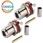 11121215-- RF CONNECTOR - 50OHMS ,  N FEMALE , STRAIGHT , BULK HEAD REAR MOUNT , CRIMP TYPE , RG58, RG142, LMR195 CABLE - Image 4