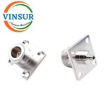 1112143C -- RF CONNECTOR - 50OHMS , N FEMALE , STRAIGHT ,4-HOLE FLANGE MOUNT , SOLDER TYPE , RG405 CABLE