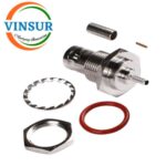 11321214 -- RF CONNECTOR - 50OHMS , BNC FEMALE , STRAIGHT , BULK HEAD REAR MOUNT , CRIMP TYPE , RG316, RG174, RG188, LMR100 CABLE