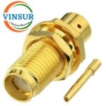 1152123D -- RF CONNECTOR - 50 OHMS SMA FEMALE ,STRAIGHT, BULK HEAD REAR MOUNT, SOLDER TYPE, RG402 (0.141 INCH)CABLE
