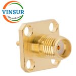 11521490 -- RF CONNECTOR - 50 OHMS , SMA FEMALE , STRAIGHT,4 HOLE FLANGE , 4MM EXTENDED TEFLON , ROUND POST - Image 2