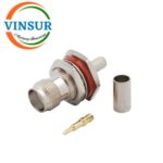 11A21215 -- RF CONNECTOR - 50 OHMS , RP TNC FEMALE , STRAIGHT, BULKHEAD REAR MOUNT , CRIMP TYPE , RG58, RG142, LMR195 CABLE