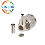 11C12915 -- RF CONNECTOR - 50OHMS , UHF MALE , RIGHT ANGLE , CRIMP TYPE , RG58, RG142, LMR195 CABLE