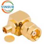 11F1203C -- RF CONNECTOR - 50 OHMS , SMC MALE , RIGHT ANGLE , SOLDER TYPE , RG405(0.086) CABLE