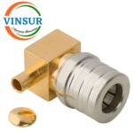 11J1201C -- RF CONNECTOR - 50 OHMS , QMA MALE , RIGHT ANGLE , SOLDER TYPE , RG405 (0.086 INCH)  CABLE