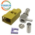 VSW-FAKRA-FRA-316K -- RF CONNECTOR - 50 OHMS FAKRA SMB FEMALE RIGHT ANGLE CRIMP TYPE FOR RG 316 CABLE(Curry)