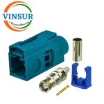 VSW-FAKRA-FS-316Z -- RF CONNECTOR - 50 OHMS FAKRA SMB FEMALE STRAIGHT CRIMP TYPE FOR RG 316 CABLE(Water Blue) - Image 2