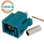 VSW-FAKRA-FS-316Z -- RF CONNECTOR - 50 OHMS FAKRA SMB FEMALE STRAIGHT CRIMP TYPE FOR RG 316 CABLE(Water Blue) - Image 3