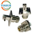 VSW250013-CN -- RF CONNECTOR - 50 OHMS , N FEMALE , RIGHT ANGLE ,4-HOLE FLANGE MOUNT , SOLDER TYPE , RG405 CABLE