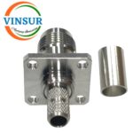 11222416 -- RF CONNECTOR - 50 OHMS , TNC FEMALE , RIGHT ANGLE , 4 HOLE FLANGE , CRIMP TYPE , LMR-240 CABLE - Image 2