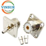 11C21215 -- RF CONNECTOR - 50 OHMS , UHF FEMALE , RIGHT ANGLE , BULK HEAD REAR MOUNT , CRIMP TYPE , RG58,142 CABLE