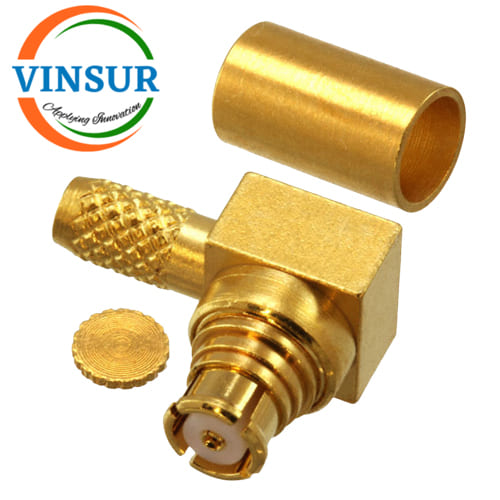 VSW-11H22912-- RF CONNECTOR - 50 OHMS , SMP FEMALE , RIGHT ANGLE , CRIMP TYPE , FOR RG178 CABLE