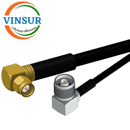 614301304A-1000A -- RF Cable Assembly - SMA Male Right Angle to N Male Right Angle for VSW240-FR Cable of Length 1m