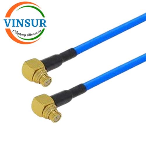 61H35NH35MXQ-10B – RF Cable Assembly - SMP Female Right Angle to SMP Female Right Angle RG405 Cable of Length 6 Inch