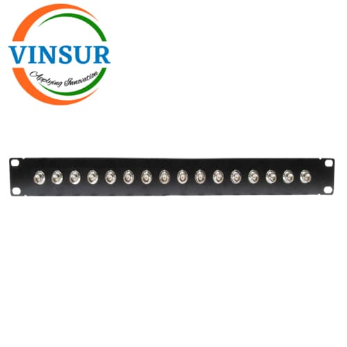 19" Rack mountable patch Panel loaded with 16 BNC Female Adapters