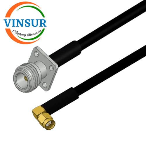 614301234A-0.4D -- RF Cable Assembly - N Female Straight 4H to SMA Male Right Angle for VSW240-FR Cable of Length 400mm
