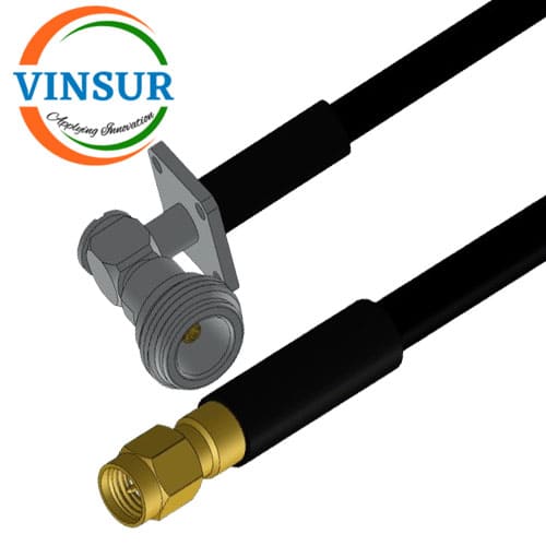 614101434A-1.5D -- N Female Right Angle 4H to SMA Male Straight for VSW240-FR Cable of Length 1.5m